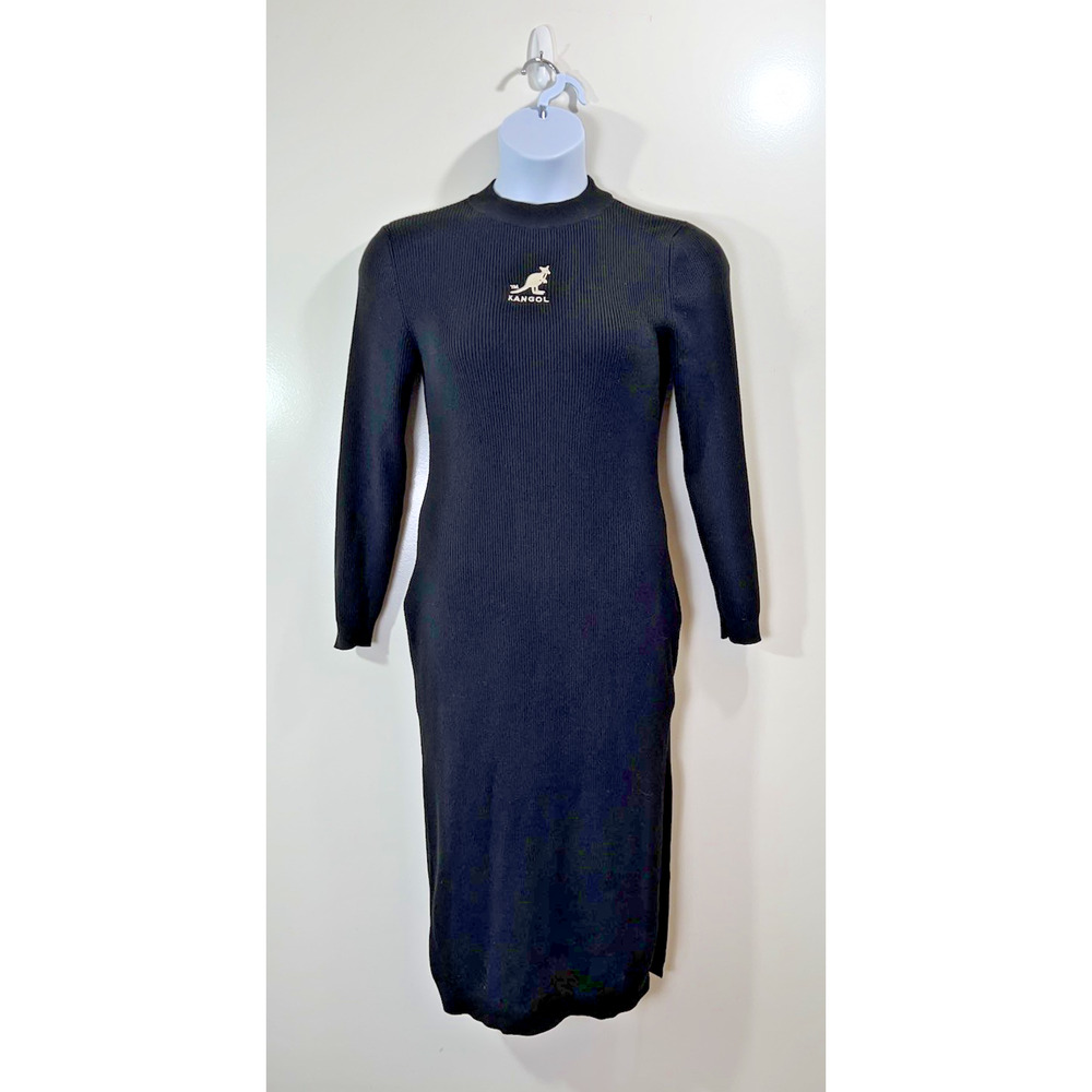 Kangol x H&M Womens Midi Ribbed Bodycon Sweater Dress Size L Streetwear Heritage